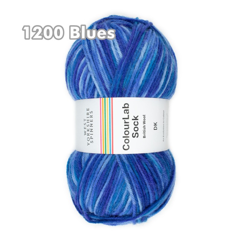 mehrfärbige wolle blues west yorkshire spinners colourlab sock dk woll-habitat