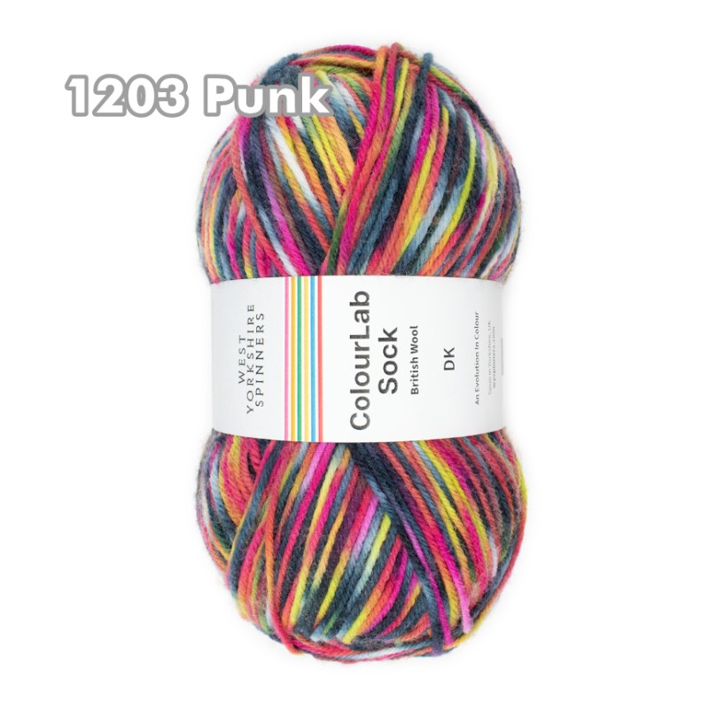 mehrfärbige wolle punk west yorkshire spinners colourlab sock dk woll-habitat